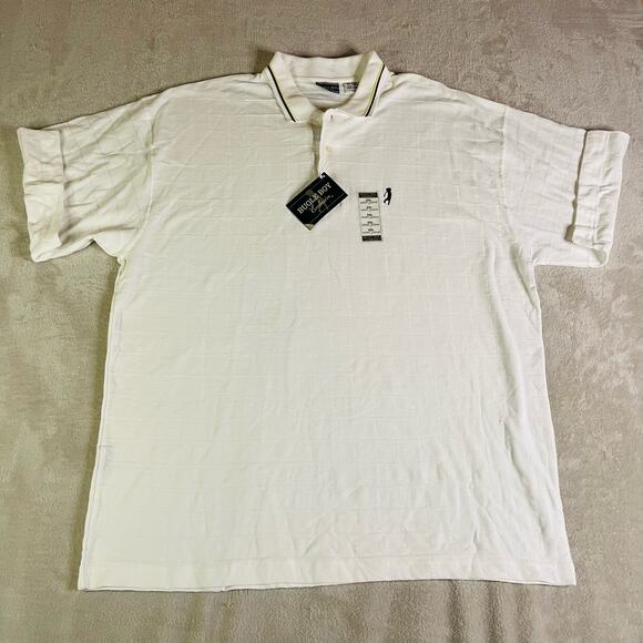 Bugle Boy Polo Shirt Men's 2XL XXL White Exclusive Golf Textured Vintage‎ NWT - Picture 1 of 11